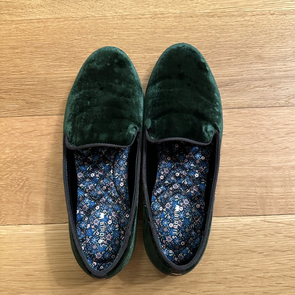 Birdies Green Velvet Loafers Size 7